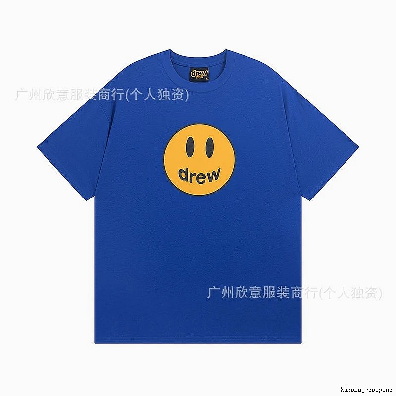 DREW Smiley Street Style Klein Blue Short Sleeve T-shirt
