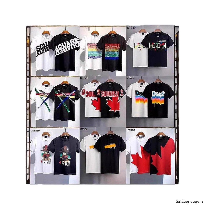DSQ2 ICON Street Style Black and White Short-sleeve T-shirt
