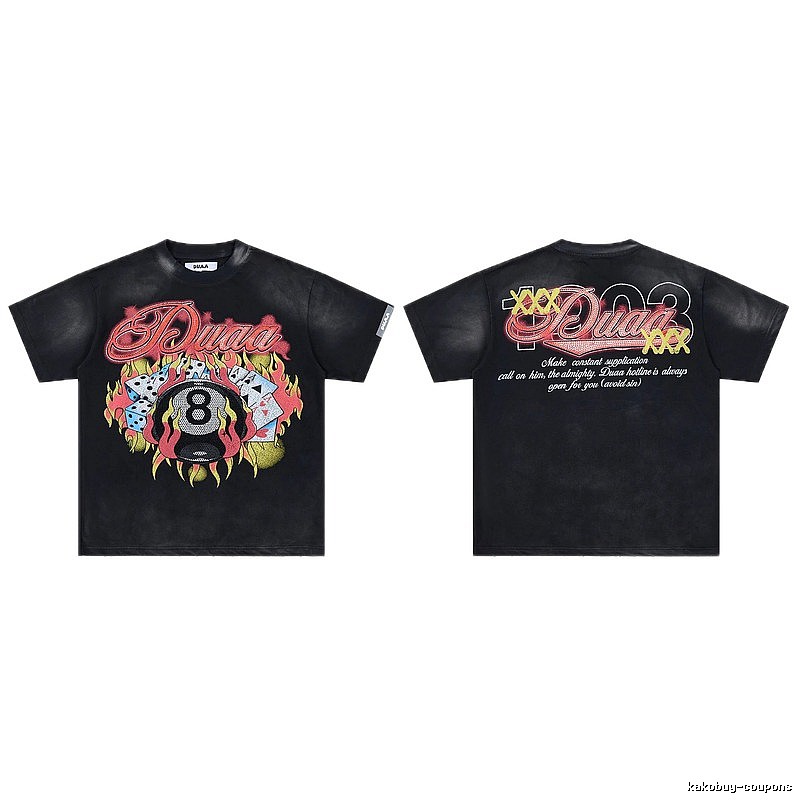 DUAA Black Eight Series American Retro Black T-Shirt