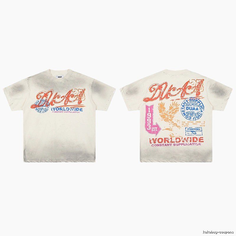 DUAA Falcon Print Vintage Style Off-White T-shirt