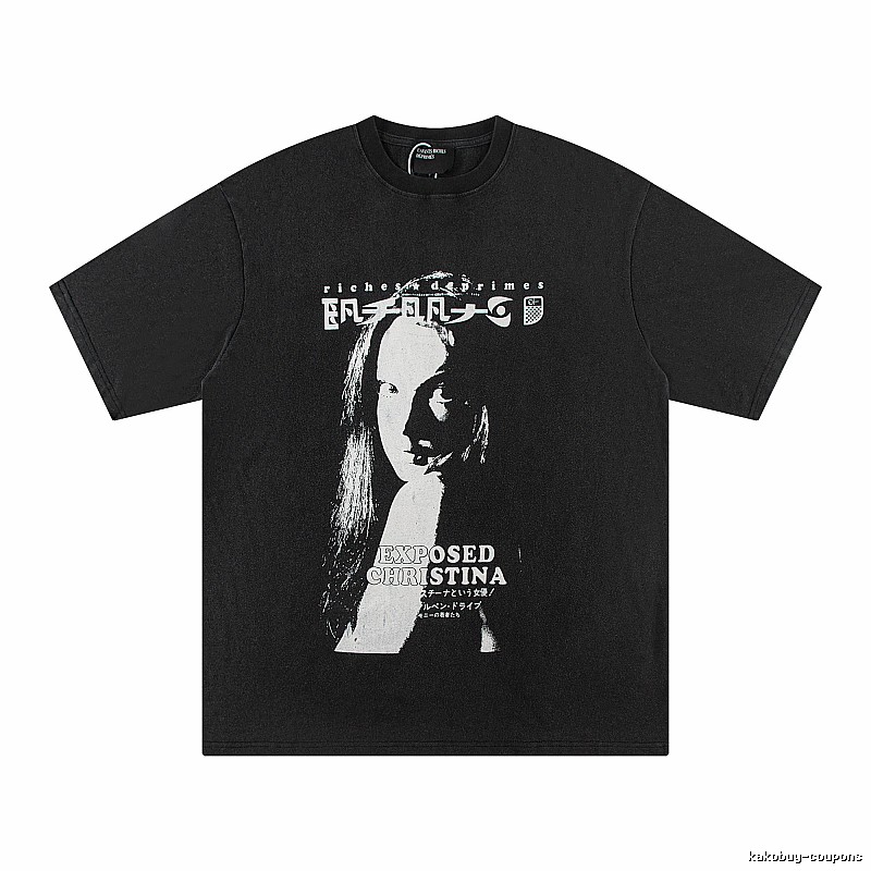ERD GRJKD Portrait Print Dark Style Black T-Shirt