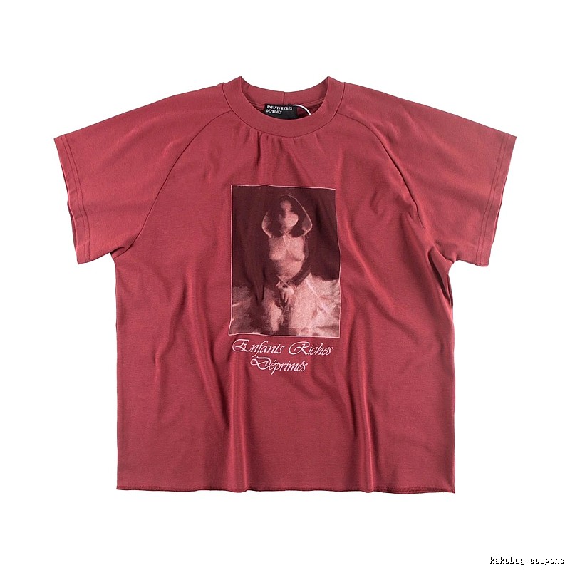 ERD Portrait Print Vintage Style Burgundy T-shirt