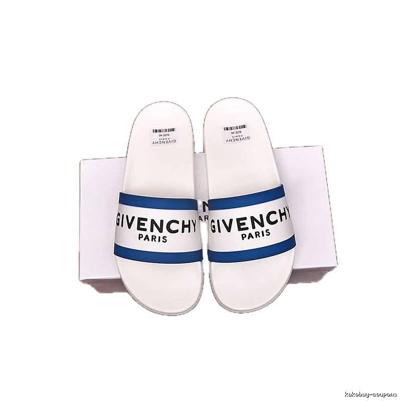 Givenchy Classic Letter Light Luxury Style White and Blue Slippers