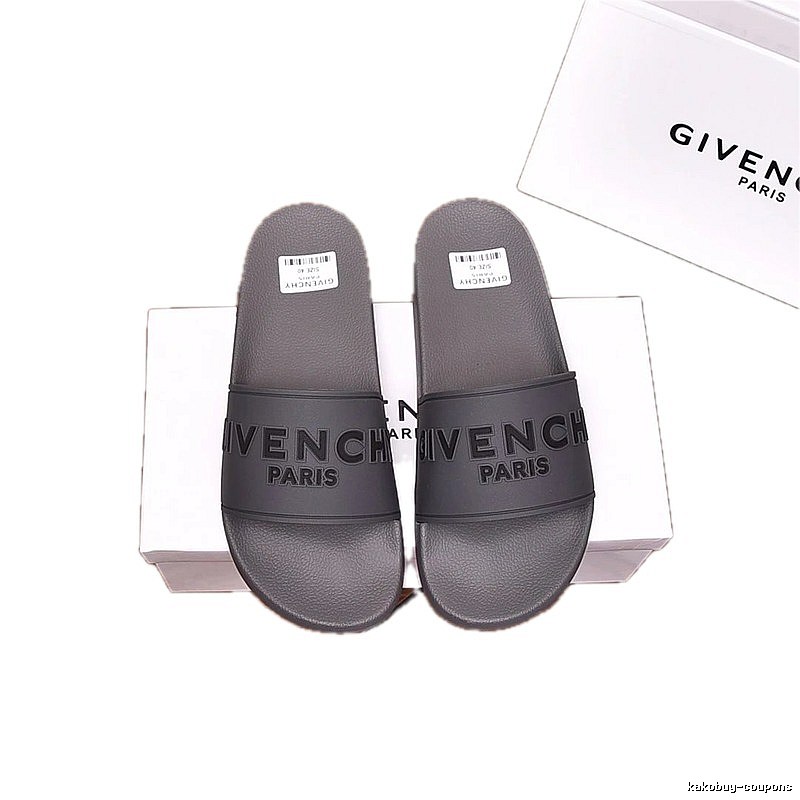 Givenchy Dark Grey Light Luxury Style Slide Sandals with Embossed Letters
