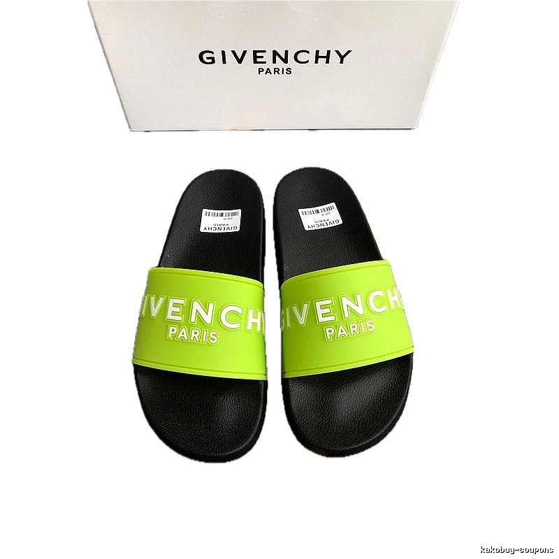 Givenchy Trendy Letter Print Fluorescent Green Slide Slippers