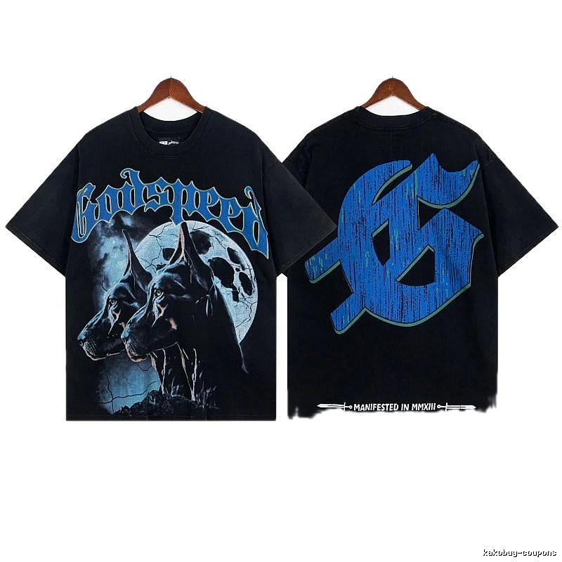 Godspeed Doberman Print Dark Style Black Short Sleeve T-shirt
