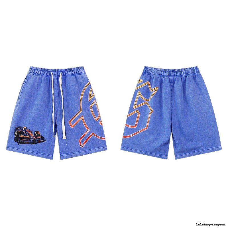 Godspeed Racing Print Street Style Blue Shorts