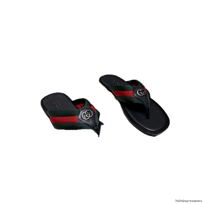 Gucci Classic Webbing Casual Style Black Flip-Flops