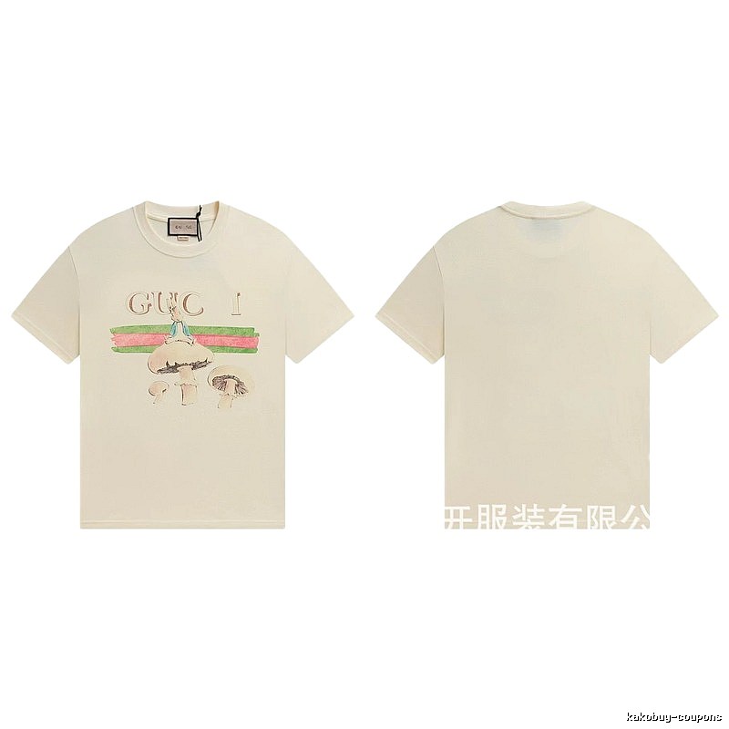 Gucci Co-branded Retro Style Off-white Printed T-Shirt