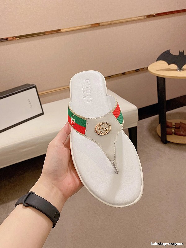 Gucci Double G Webbing Vintage Style White Flip-Flops