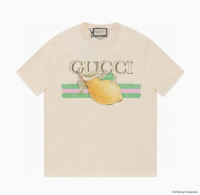 Gucci Lemon Print Casual Style Off-white Short-sleeve T-shirt