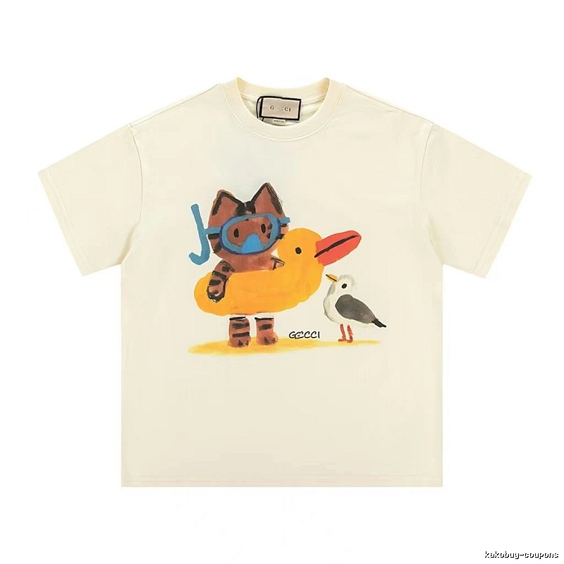 Gucci Off-white Playful Style Cartoon Print T-shirt