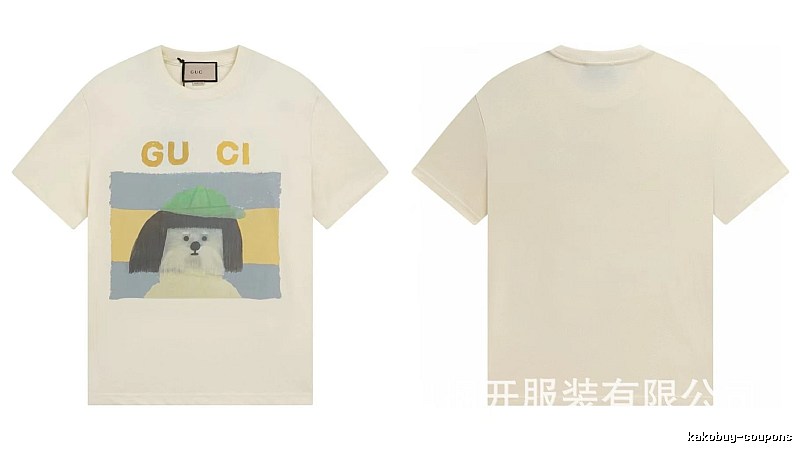 Gucci Puppy Print Casual Style Off-white T-shirt