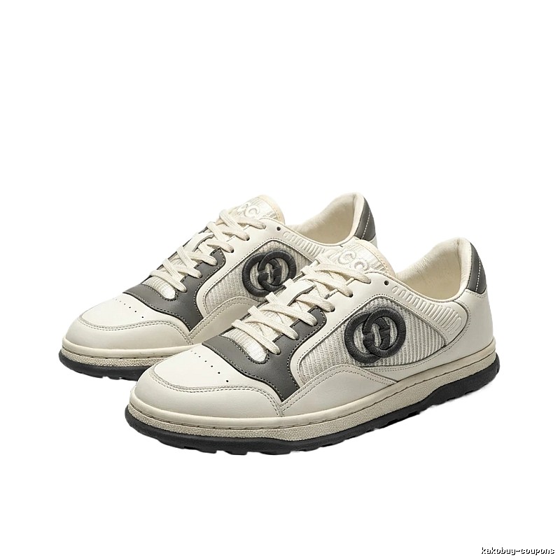 Gucci retro-style gray and white sneakers