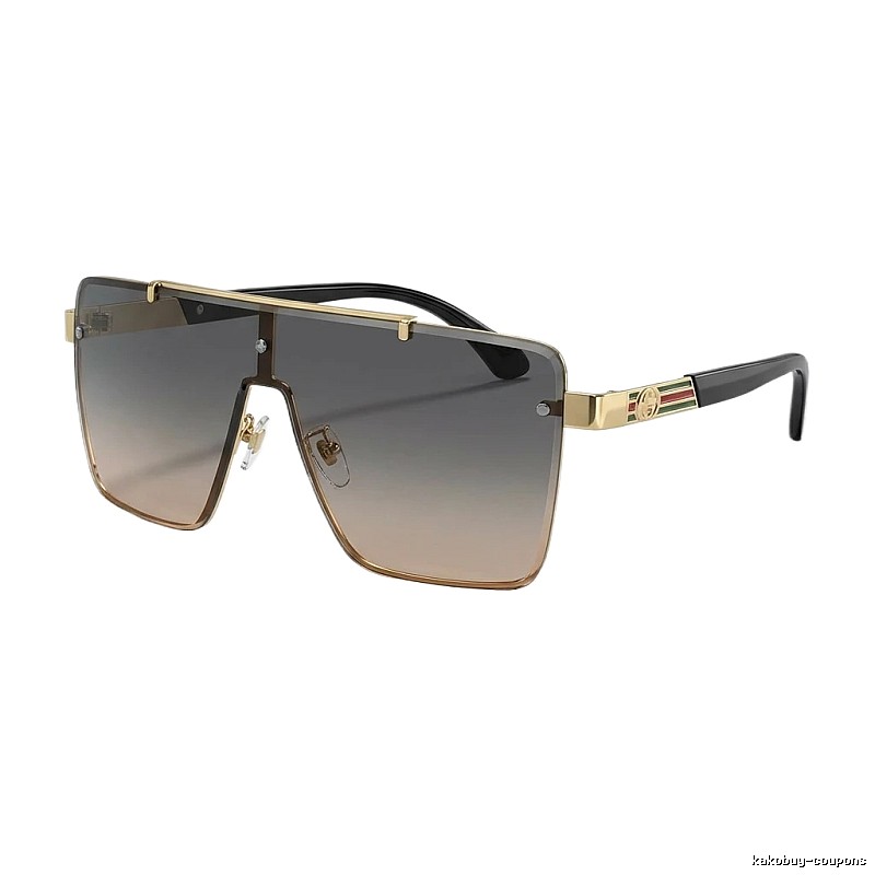 Gucci square - shaped fashionable gold sunglasses