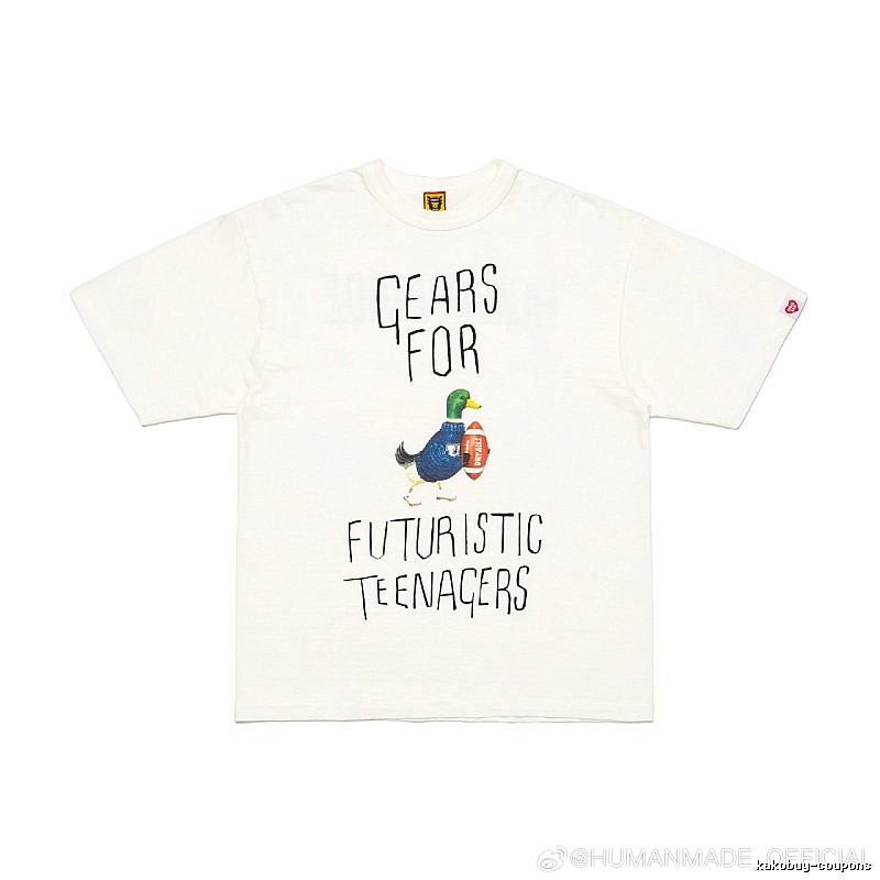 HUMAN MADE Japanese Streetwear Green Duck Printed Off-white T-shirt