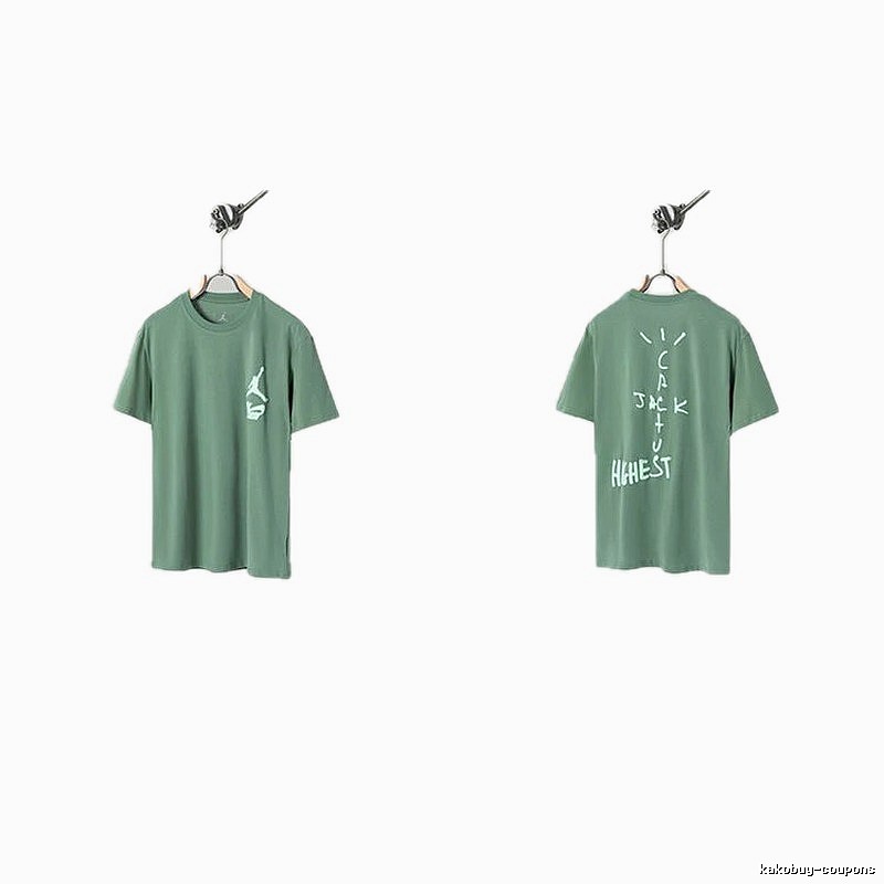 Jordan x Travis Scott Co-branded Street Style Pea Green T-Shirt