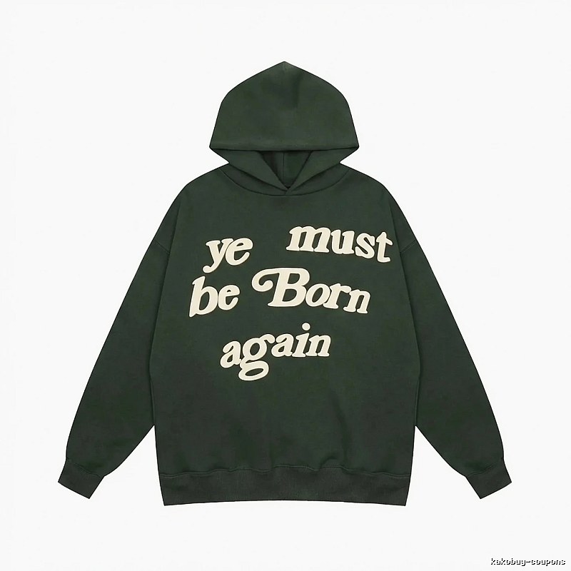 Kanye retro-style dark green hoodie
