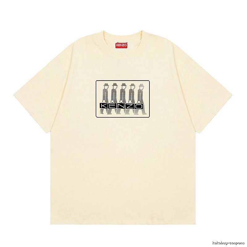 KENZO Character Print Casual Style Beige T-shirt