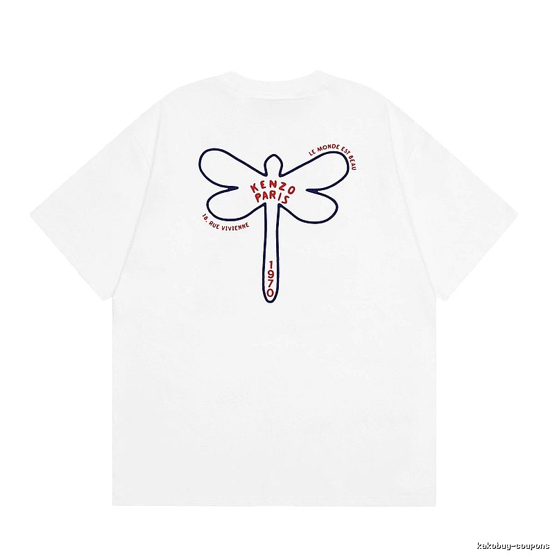 KENZO Dragonfly Print Casual White T-Shirt