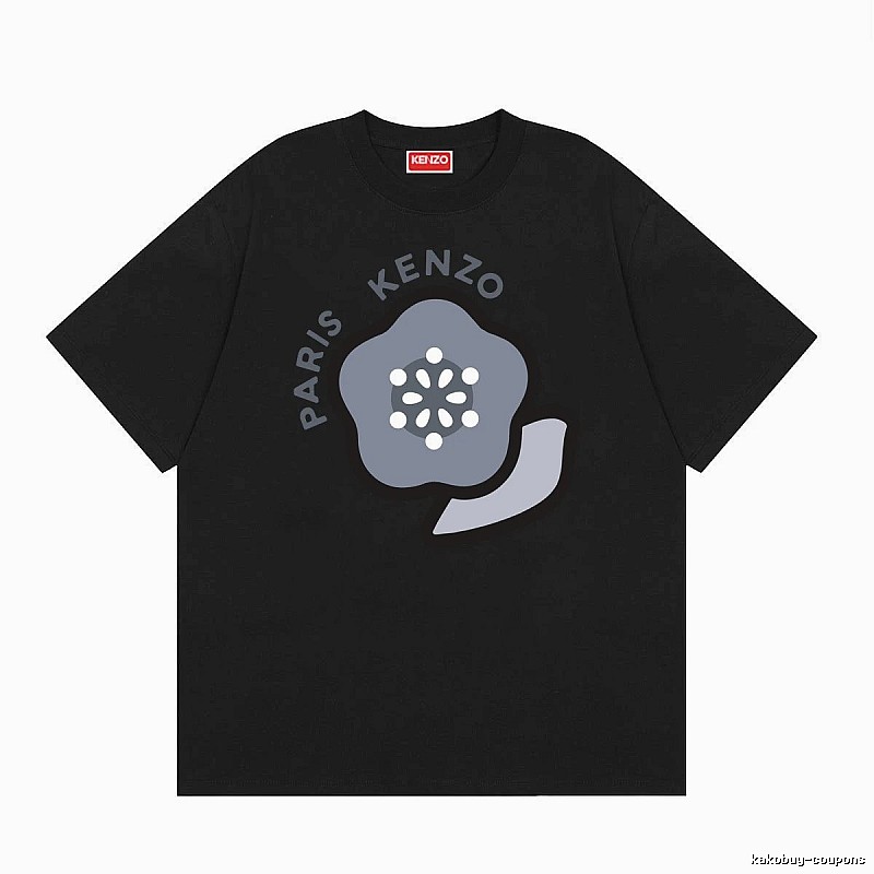 KENZO Paris Flower Casual Style Black T-Shirt