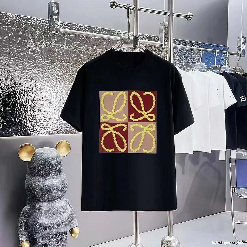 LOEWE Color-block Embroidered Casual Black T-Shirt
