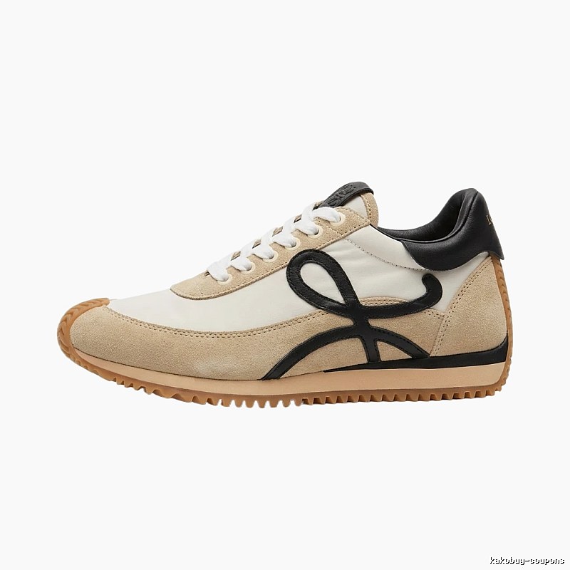 LOEWE retro-style black and brown color-blocking sneakers