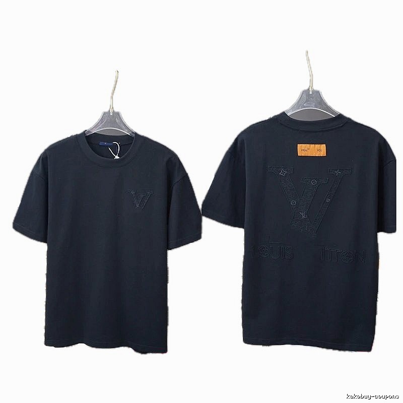 Louis Vuitton Big V Embroidered Casual Black T-Shirt