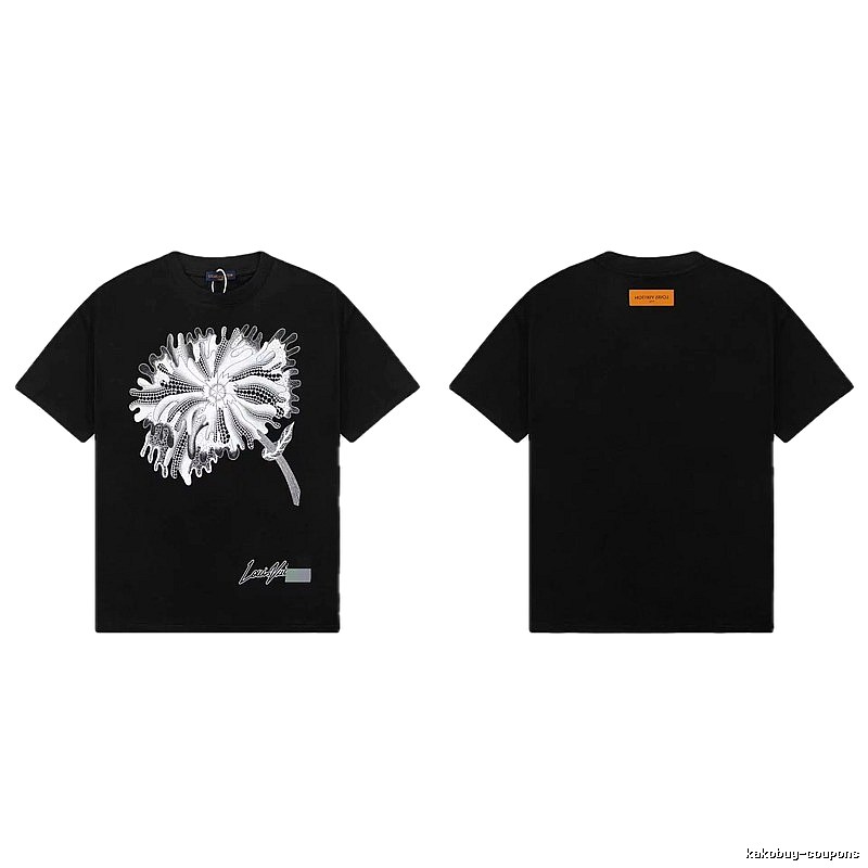 Louis Vuitton Dandelion Print Trendy Black T-Shirt