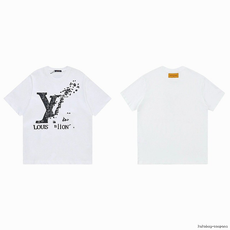 Louis Vuitton Dissolved Print Trendy Short Sleeve White T-Shirt