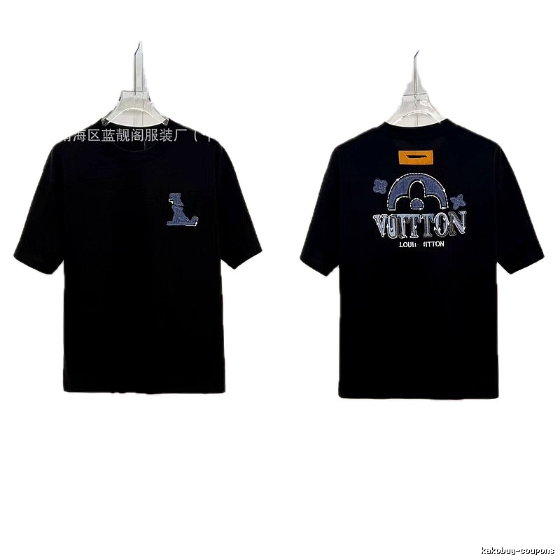 Louis Vuitton Embroidered Streetwear-style Black Short-sleeve T-shirt