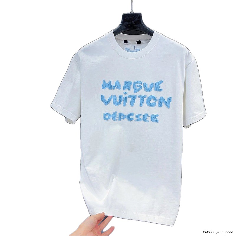 Louis Vuitton Flocked Letters Casual Style White T-Shirt