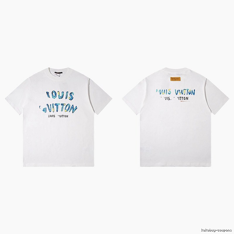 Louis Vuitton Hand-painted Graffiti Casual Style White T-shirt