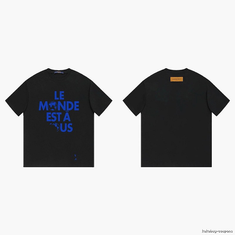 Louis Vuitton Letter Print Cool Trendy Style Black T-shirt