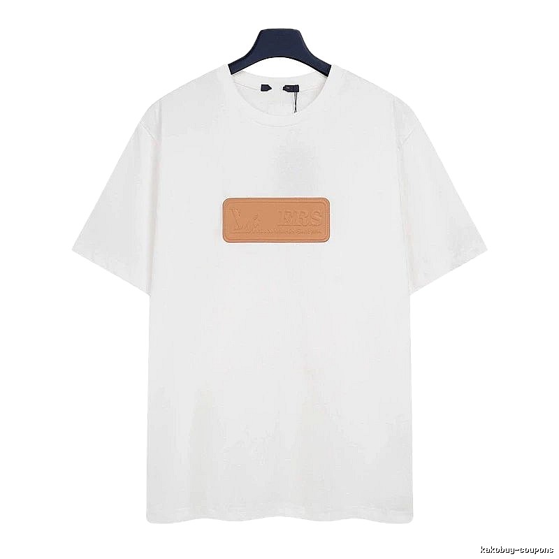 Louis Vuitton Minimalist Style White T-Shirt with Leather Tag