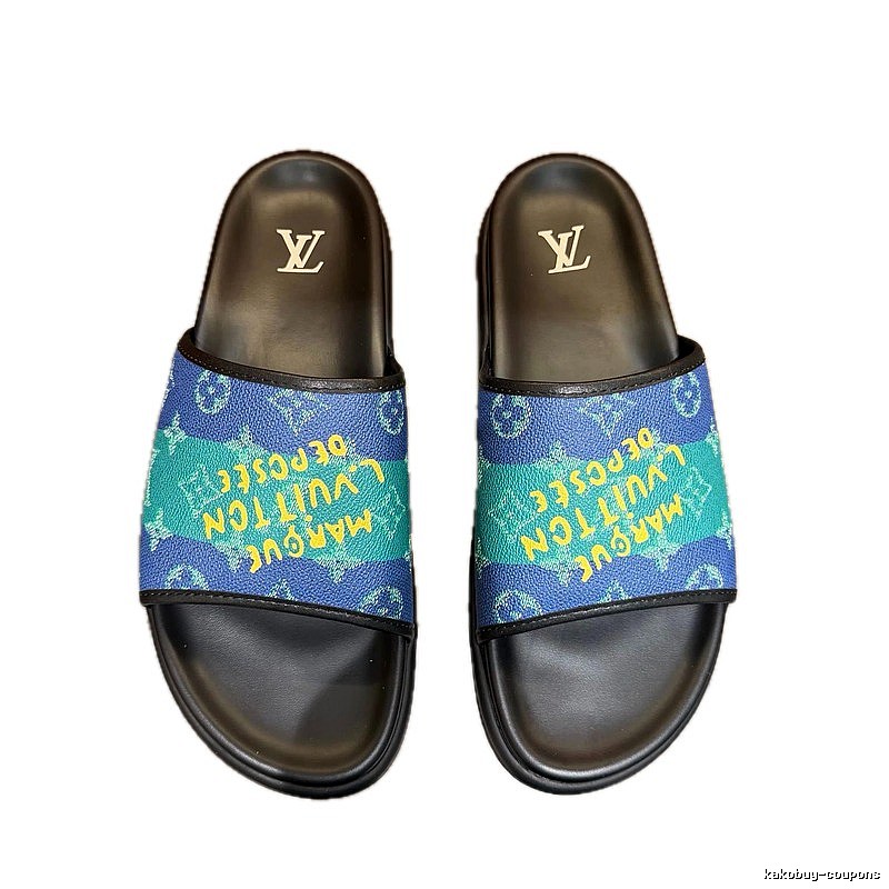 Louis Vuitton Monogram Trendy Blue-Green Colorblock Slide Sandals