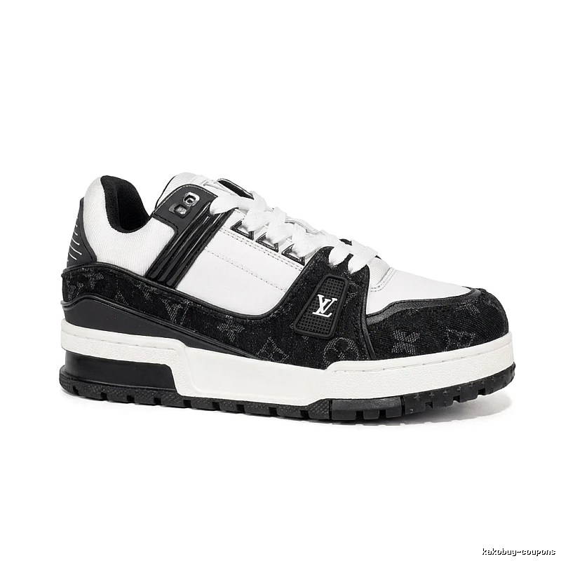 Louis Vuitton retro-style black and white sports shoes