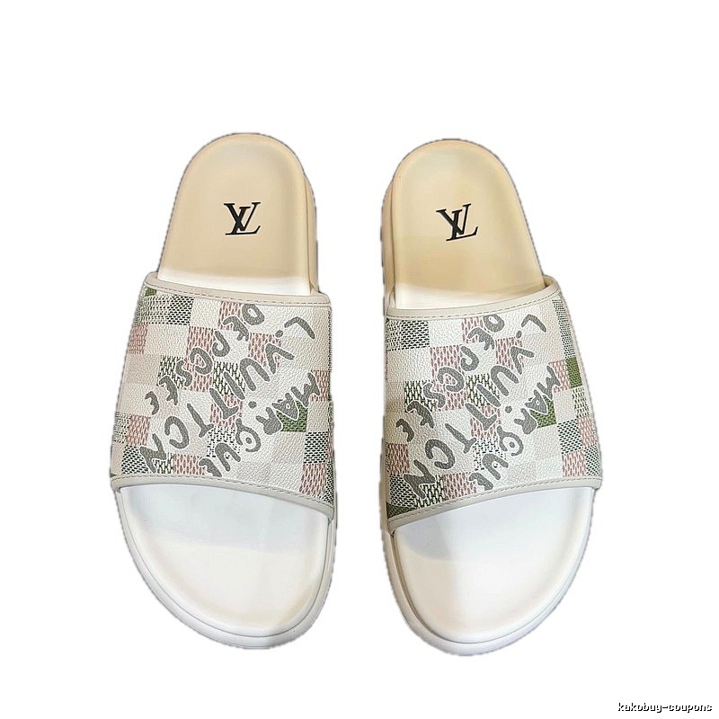 Louis Vuitton Trendy Checkerboard Off-white Slides