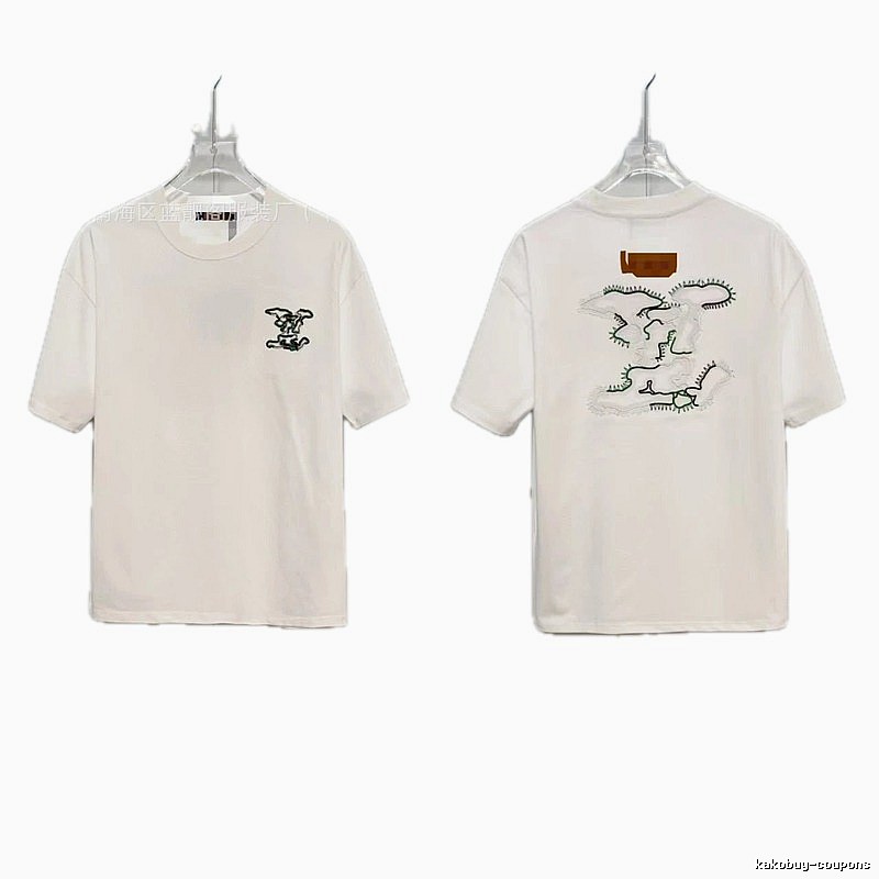 Louis Vuitton Trendy Map-Embroidered White Short-sleeve T-shirt