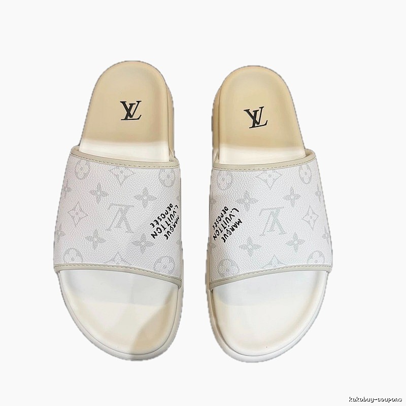 Louis Vuitton Trendy White Monogram Slides