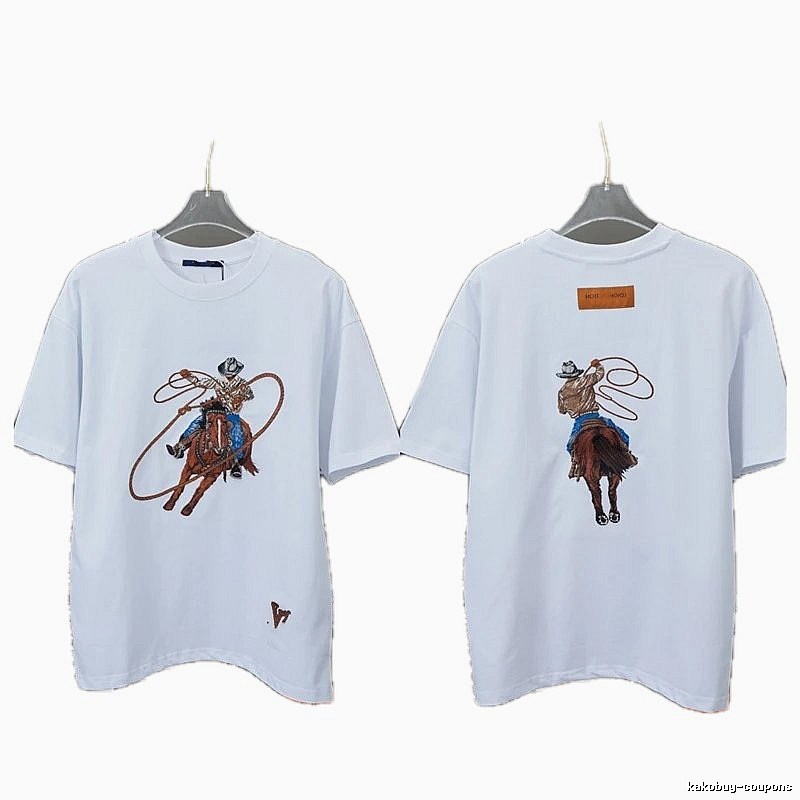 Louis Vuitton Vintage Denim-Embroidered White T-shirt
