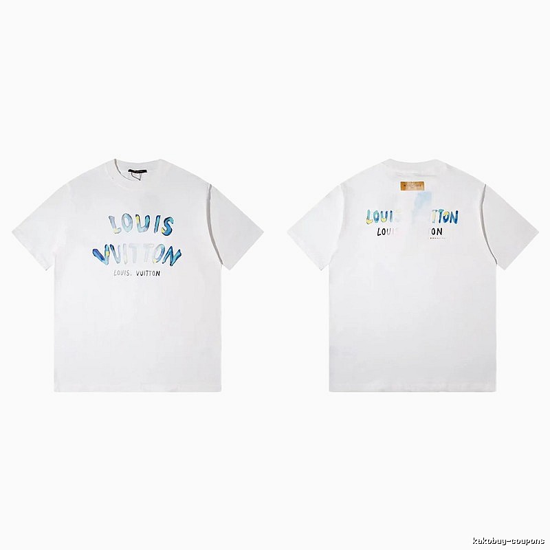 Louis Vuitton Watercolor Graffiti Style White T-Shirt