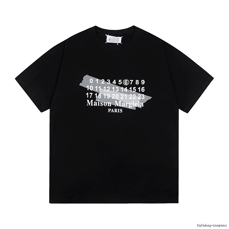 Maison Margiela Number Series Trendy Cool Black Short Sleeve T-Shirt