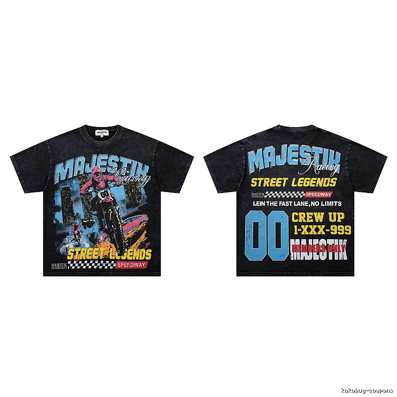 MAJESTIK Racing Vintage Street Black Short Sleeve T-Shirt