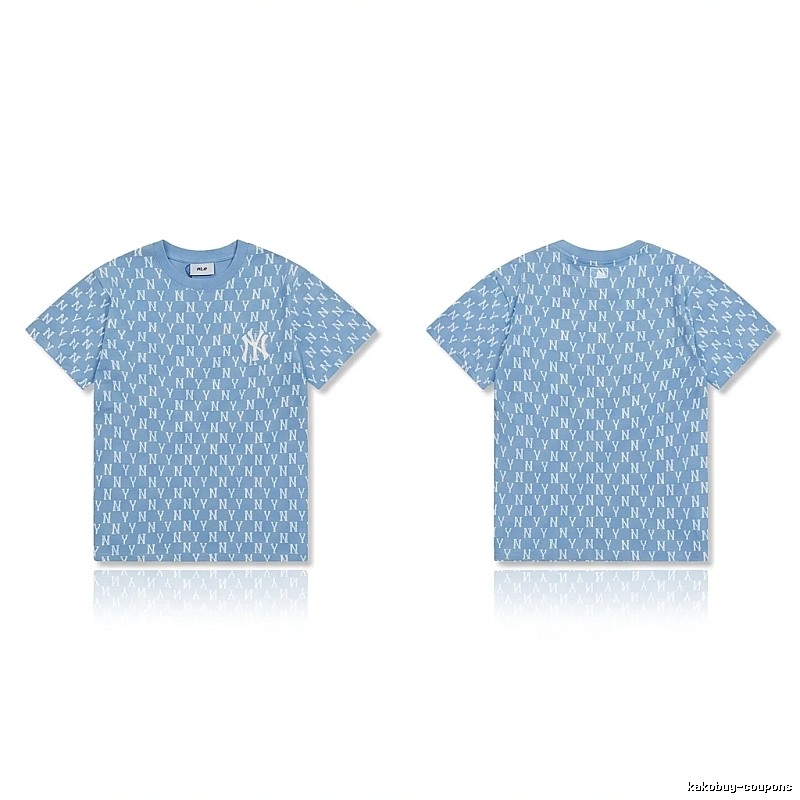 MLB full - print style light blue T - shirt