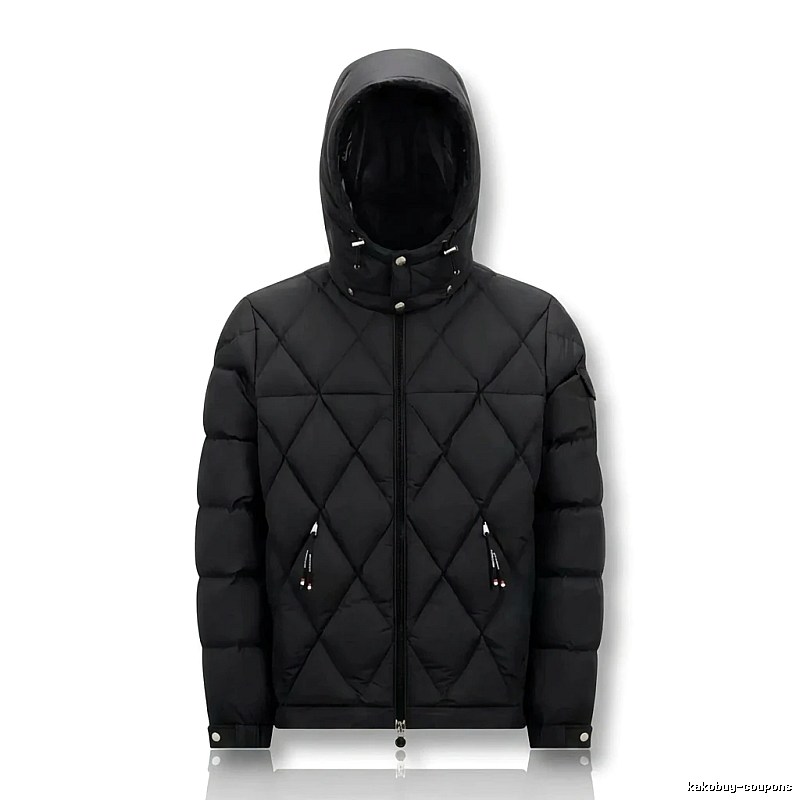 Moncler diamond-check trendy and cool style black down jacket