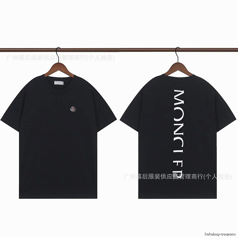 Moncler Letter Print Casual Style Black T-Shirt