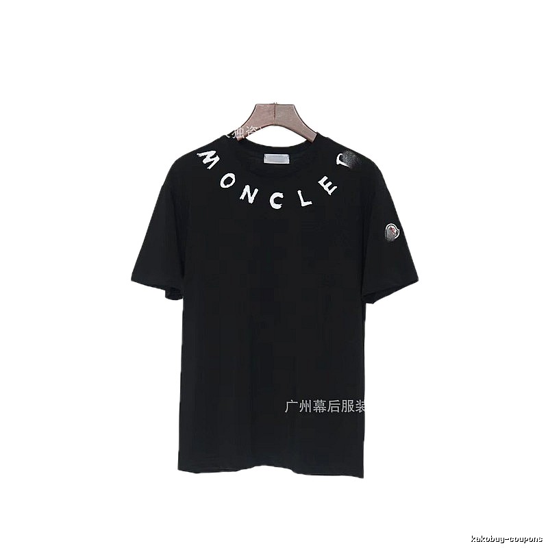 Moncler Letter Print Casual Style Black T-Shirt