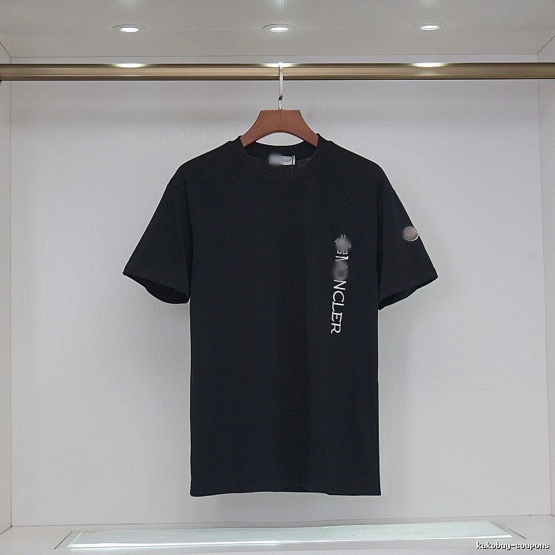 Moncler Letter Print Minimalist Style Black T-Shirt