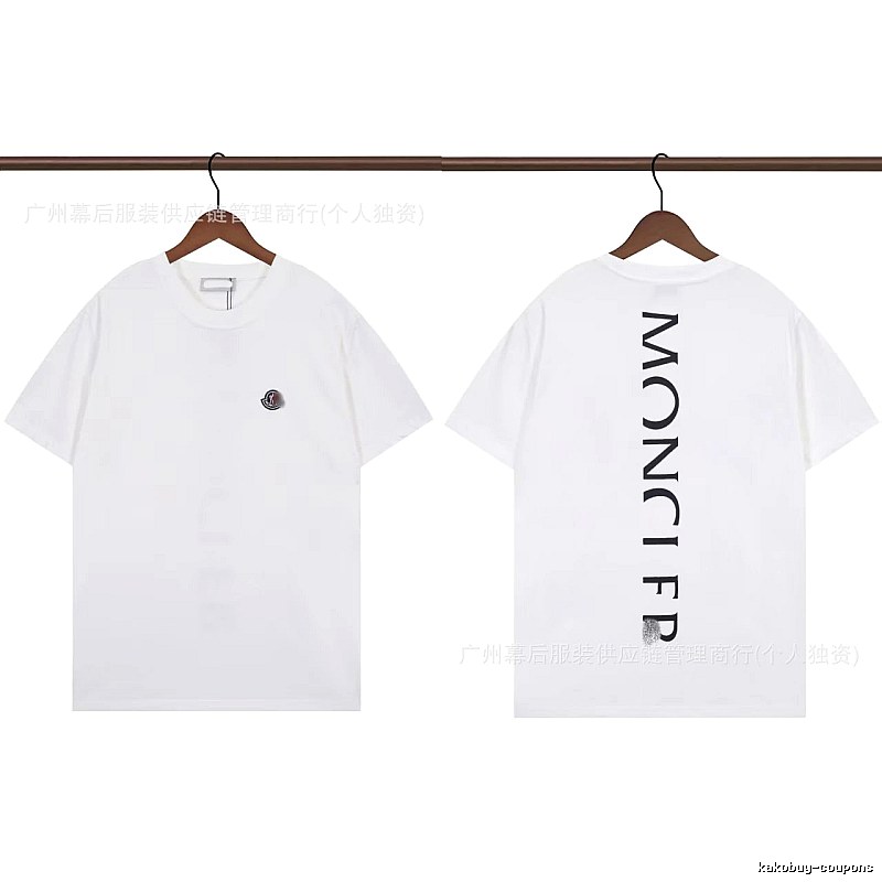 Moncler Letter Print Trendy Style White T-Shirt